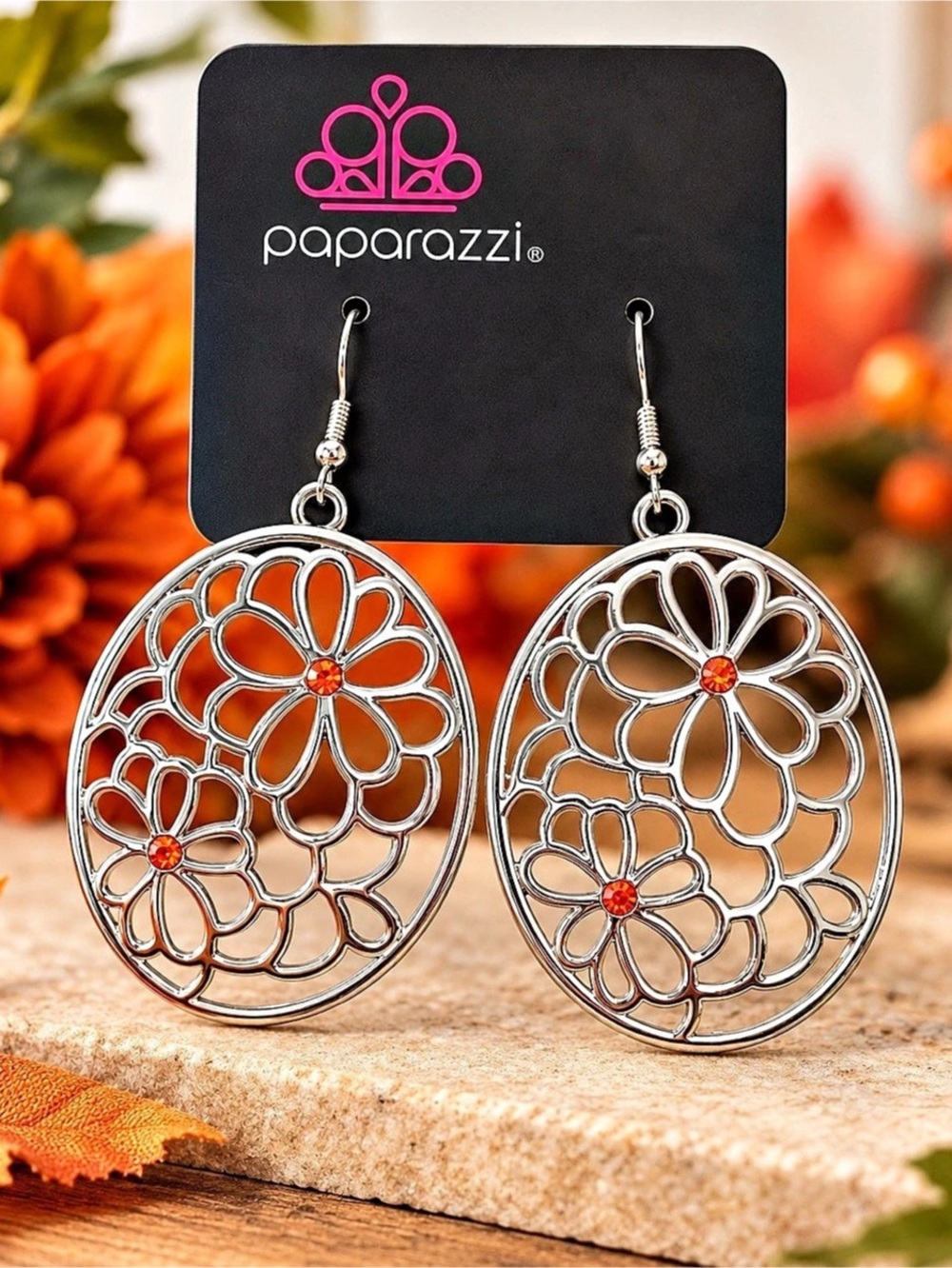 paparazzi Tick, Tick, BLOOM! - Orange Floral Dangle Earrings